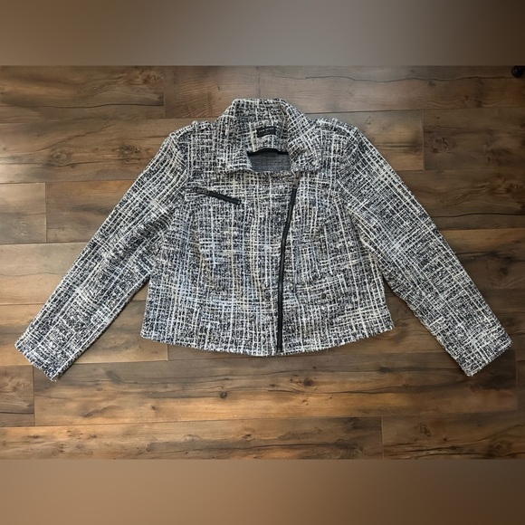 Lane Bryant Knit Tweed Moto Jacket β Black & White β Size 18 - Picture 16 of 16